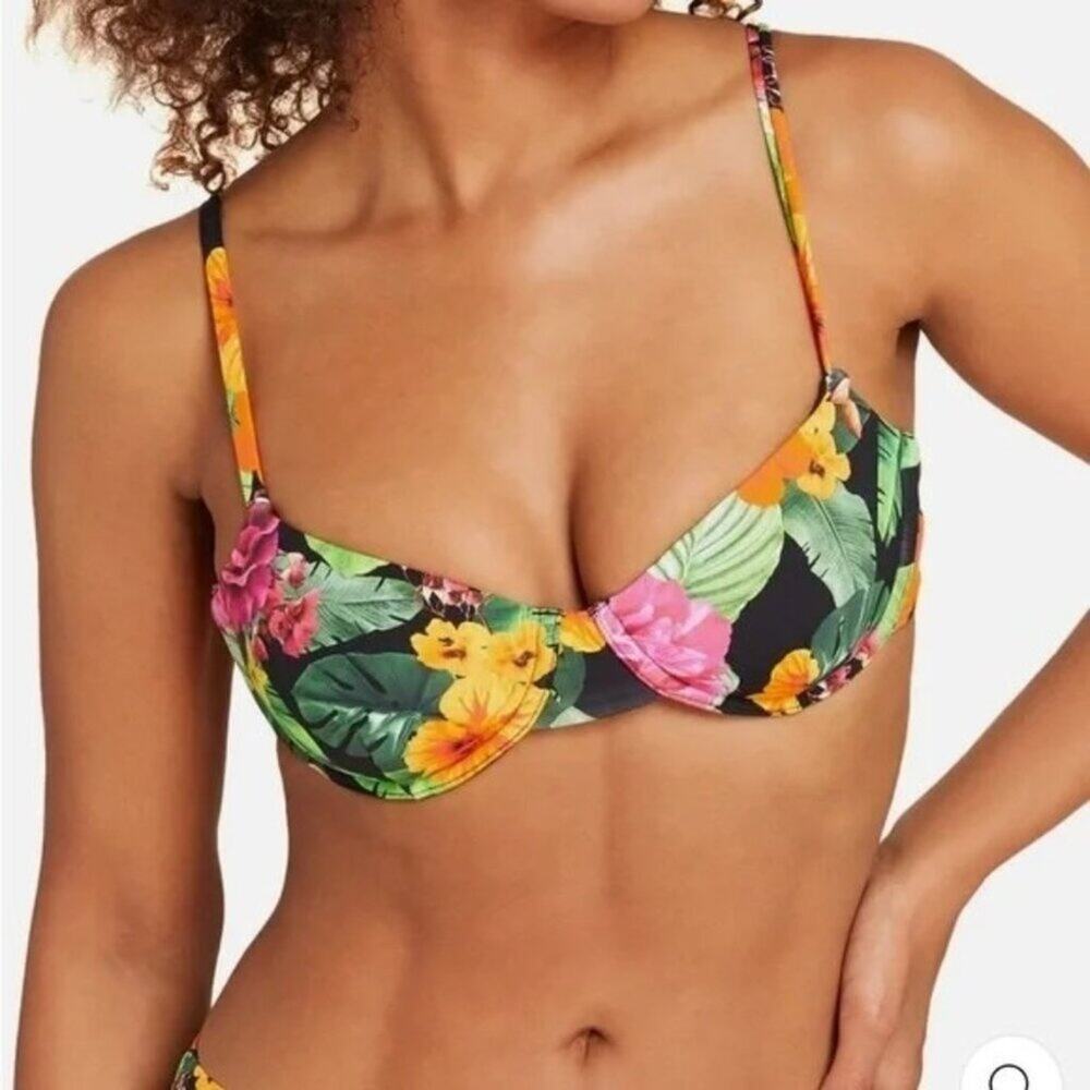 Andie Womens Bermuda Bikini Top Size Medium Floral Tropical